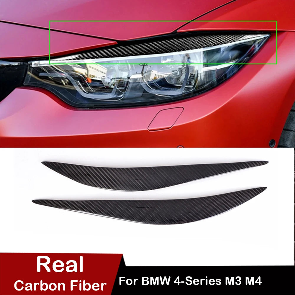 BMW F SERIES, F80/F82/F83 M3/M4 Carbon Fibre Headlight Eyebrow Covers (2014-2018)